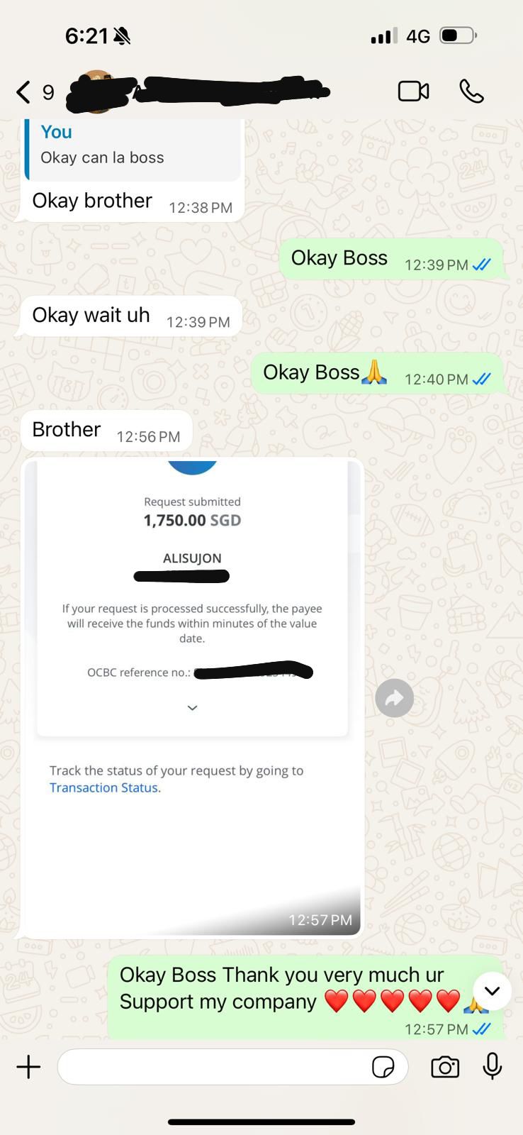 Screenshot of customer review on WhatsApp-1