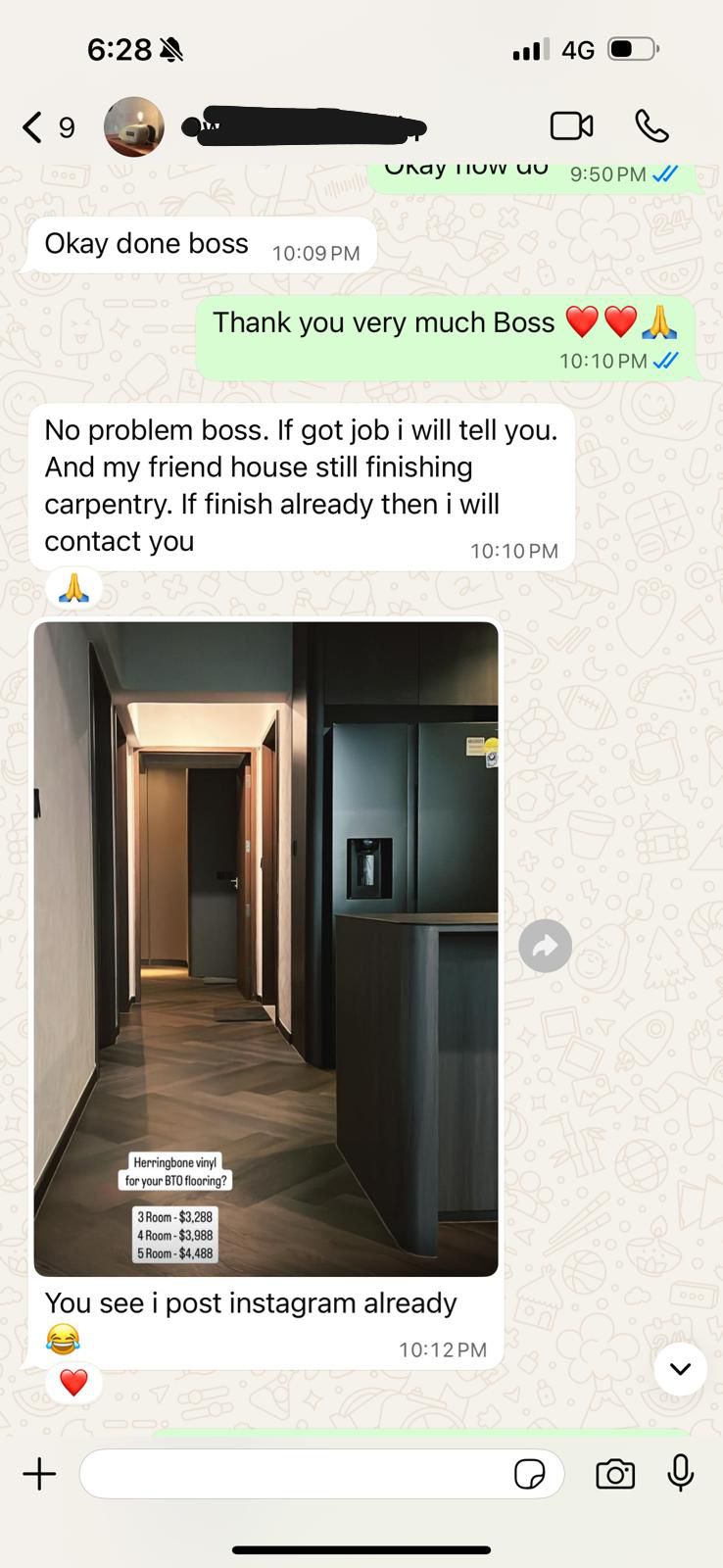 Screenshot of customer review on WhatsApp3