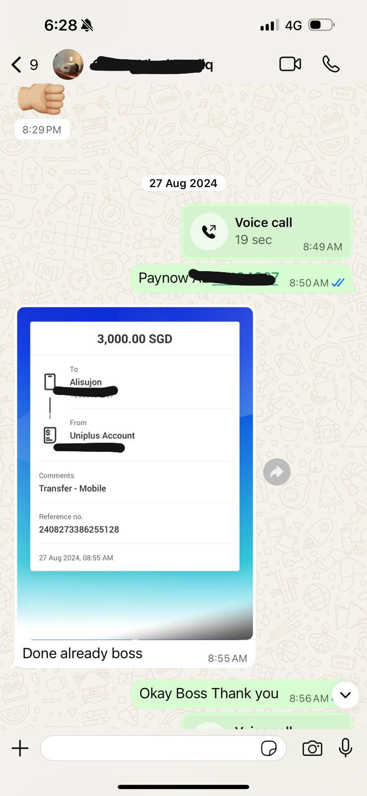 Screenshot of customer review on WhatsApp4