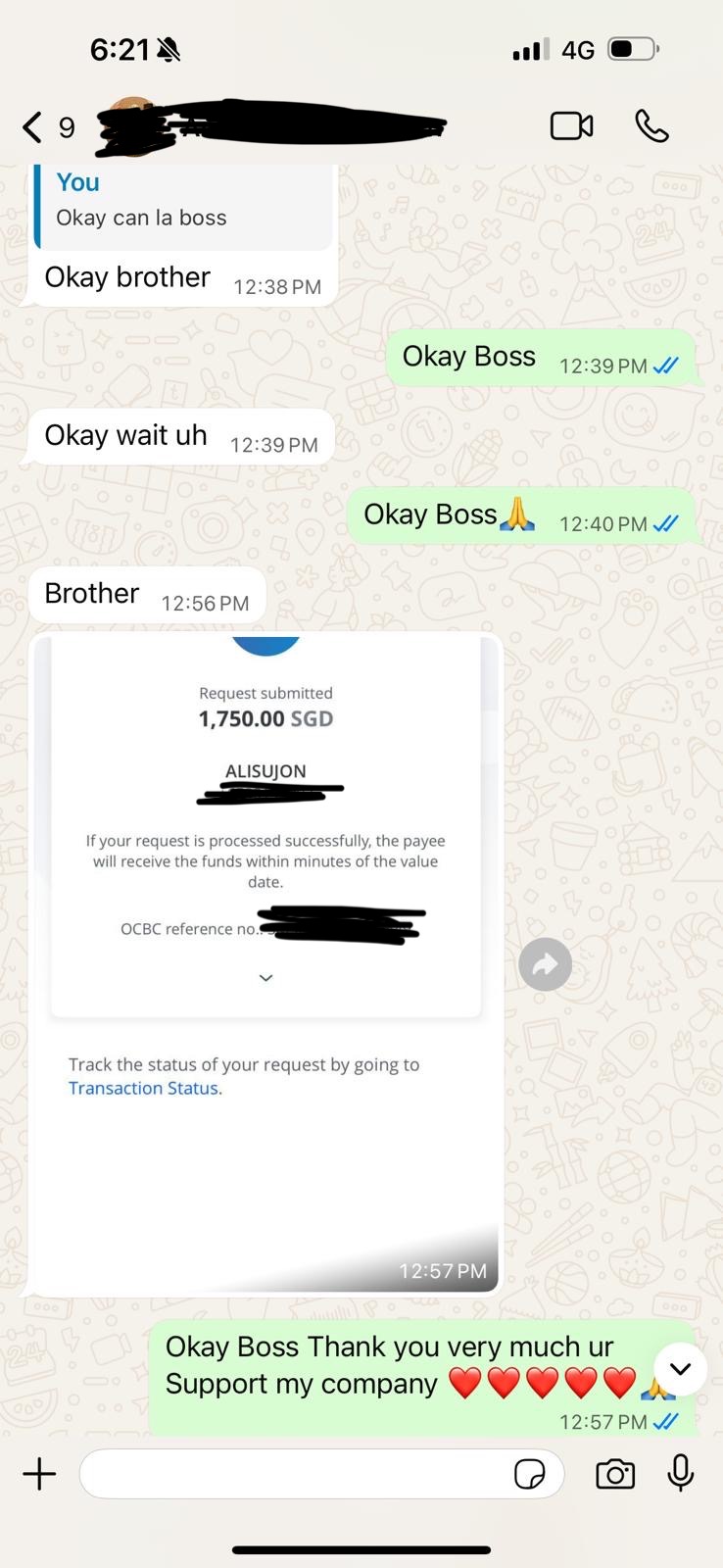 Screenshot of customer review on WhatsApp5