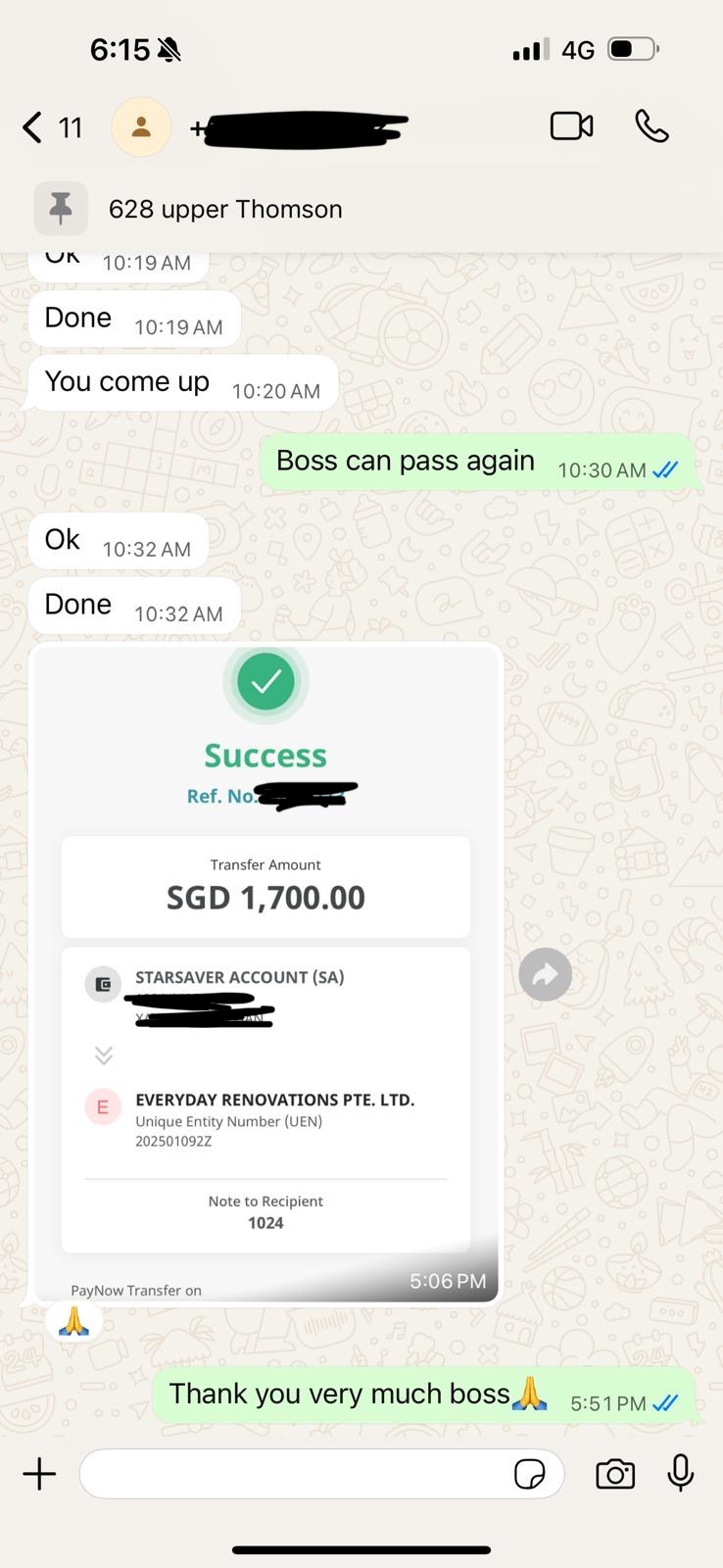Screenshot of customer review on WhatsApp6