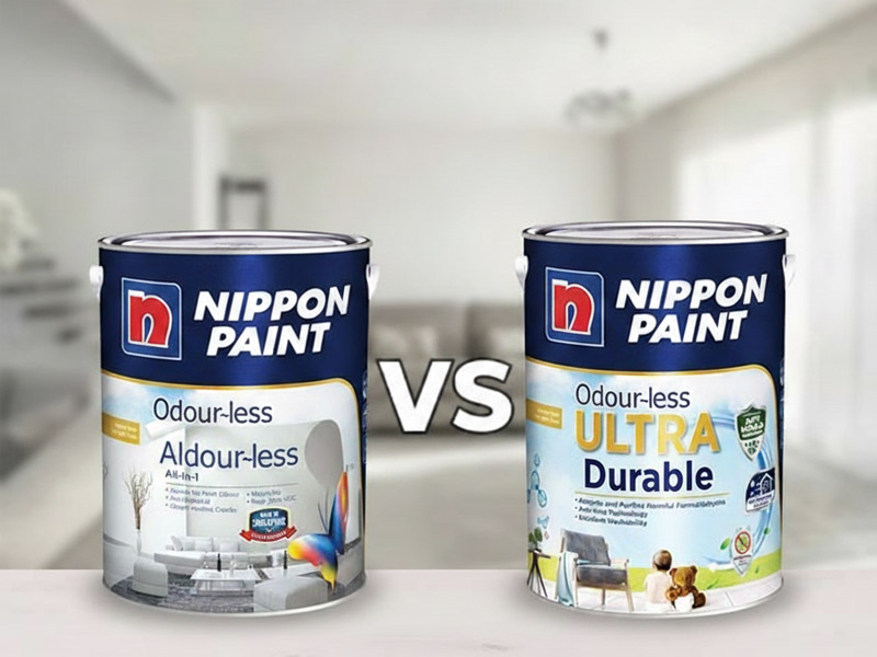 Nippon Odour-less vs Nippon Odour-less Ultra Durable paint comparison by Everyday Renovation in Singapore.