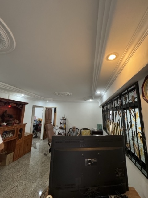 Detailed white ceiling and cornices in a Singapore home, often painted with premium Nippon Odour-less paint by Everyday Renovation.