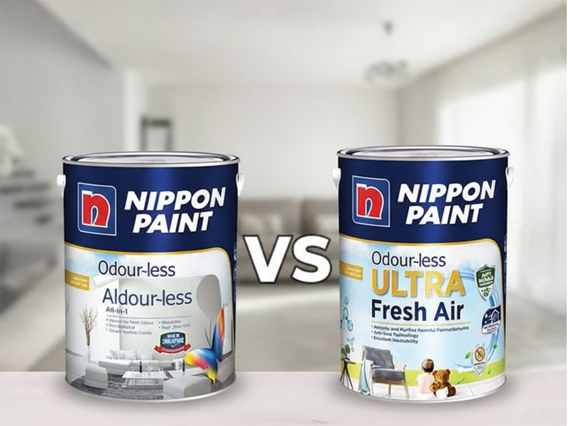 Nippon Odour-less vs Nippon Odour-less Ultra Fresh Air paint comparison for Singapore homes by Everyday Renovation.