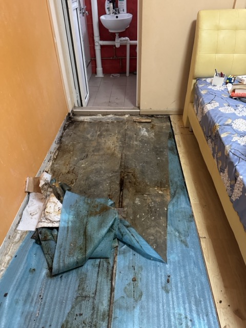 Cross-section showing the material composition of vinyl flooring layers by Everyday Renovation in Singapore: Before